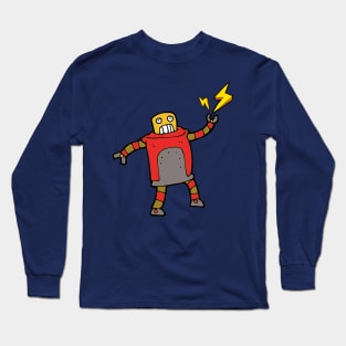 Red Robot Shooting Electricity Long Sleeve T-Shirt